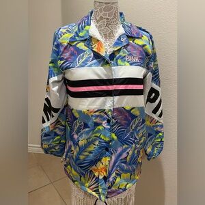 Neon Tropical Sherpa lined coach jacket